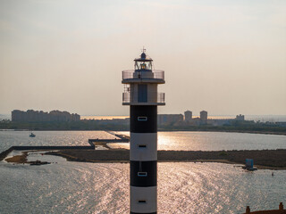 Faro de El Estacio en la Manga del Mar Menor, Murcia, España