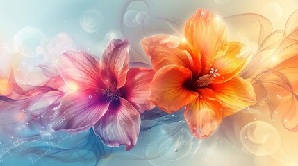 Obraz premium Vibrant Colorful Summer Flower Background with Clean Lines and Abstract Patterns