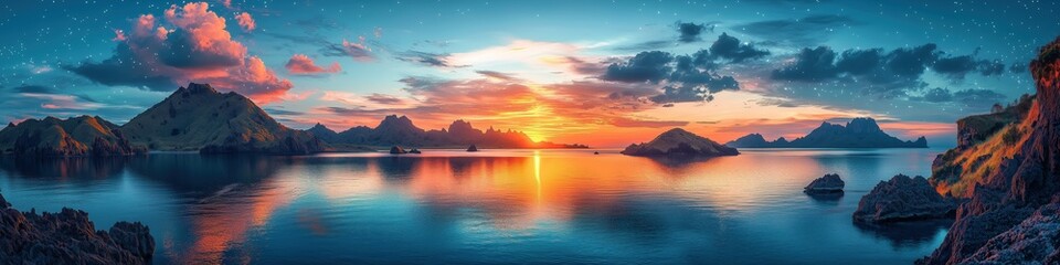 Fototapeta premium Dreamlike Ocean Sunset – Mystical Seascape with Fantasy Elements