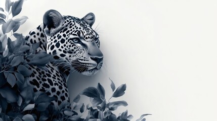 Naklejka premium Portrait of leopard standing a looking away proudly, Panthera pardus, Spotted leopard standing in front and facing at the camera, isolated on white background.