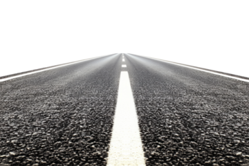 Endless Asphalt Road Disappearing Into Distance On A White Background. Path To Future Success And Career Growth Concept.