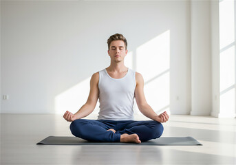 A white man doing yoga