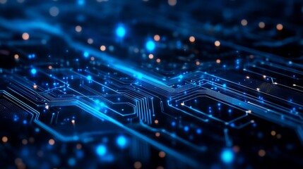 Abstract Digital Circuit Board Glow  Technology Background Image