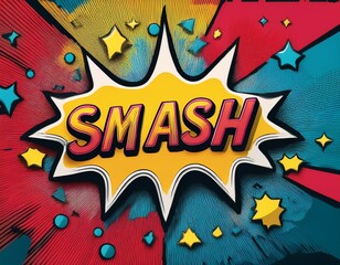 Fototapeta premium playful pop art background with smash text dynamic patterns comic book style colorful