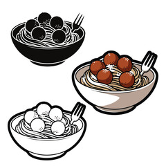 set of pasta vector illustration outline coloring page silhouettes	