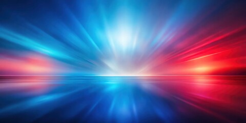 Fototapeta premium Abstract Vibrant Horizon with Dynamic Blue and Red Light Streaks Reflecting on a Calm Surface