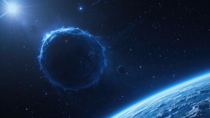 Obraz premium A Stunning View of a Celestial Body Surrounded by Stars and Cosmic Elements in Space