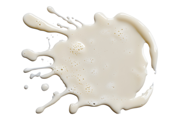 Spilled milk puddle isolated on white or transparent background and texture, top view