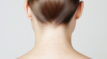Fototapeta premium Close up female neck revealing acne, highlighting skin condition, dermatological challenges, and potential treatment for improved complexion and skincare management