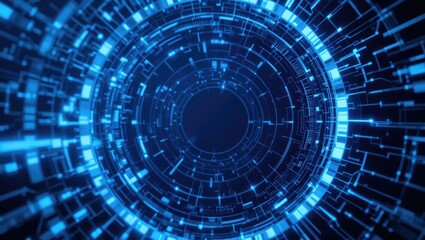 Fototapeta premium Futuristic Abstract Digital Composition of Glowing Blue Circuits and Data Patterns