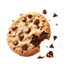 Fluffy 3D Cartoon Chocolate Chip Cookie with Glowing Isolated on Transparent Background