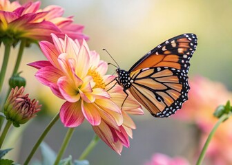 A Close-up of a Butterfly Resting on a Colorful Flower