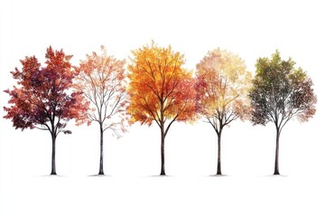 Naklejka premium Autumn trees in warm hues, designed for landscape concept presentations