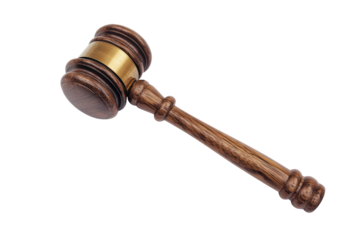 Judges gavel chairmans gavel wooden gavel isolated on transparent or white background, png