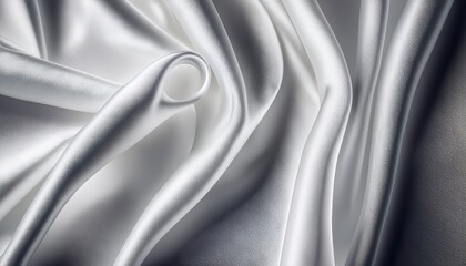 Obraz premium closeup of rippled white satin fabric as background texture