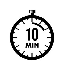 Stopwatch shows 10 minutes graphic design