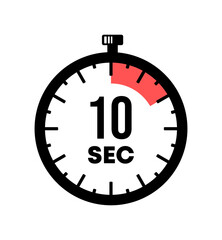 Stopwatch shows 10 seconds graphic design