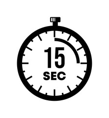 Stopwatch shows 15 seconds graphic design