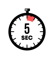 Stopwatch shows 5 seconds graphic design