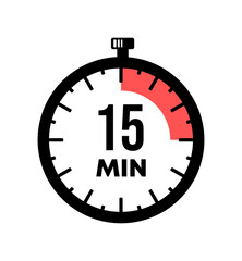 Stopwatch shows 15 minutes graphic design