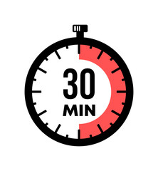 Stopwatch shows 30 minutes graphic design