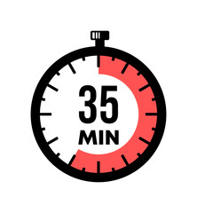 Stopwatch shows 35 minutes graphic design