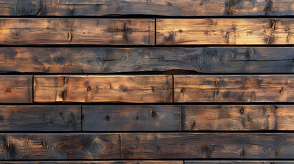 Naklejka premium High-resolution close-up of burnt wood planks with a rich texture, showcasing natural grain patterns and a charred finish