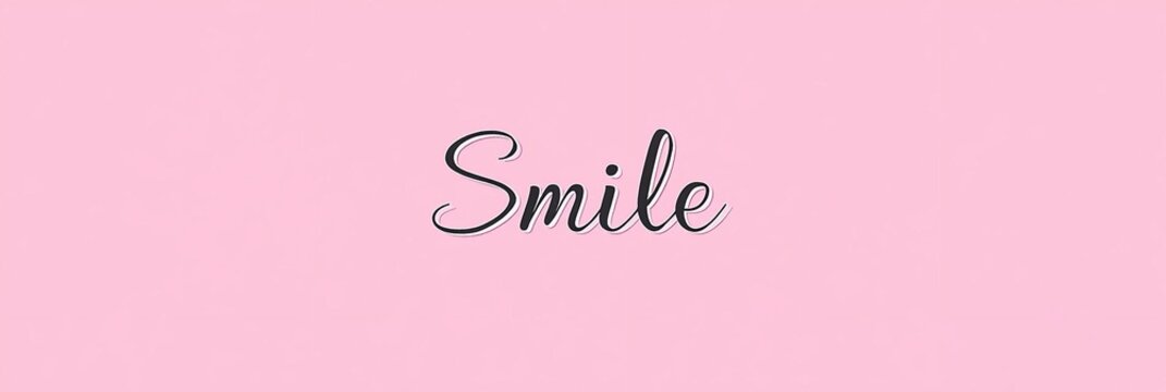 Logo in a minimalist style, with the text "Smile" in a simple, cute font. The background is a solid, pink color, with a clean, straightforward design featuring solid lines and handwritten lettering.