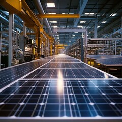 Fototapeta premium A high-capacity industrial power generation factory producing components for solar farms.