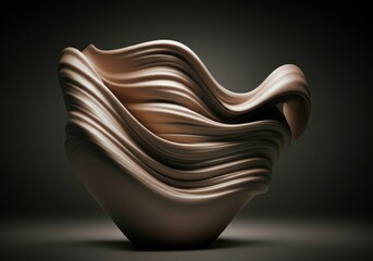 Obraz premium Elegant ceramic bowl with flowing, wavy design showcasing modern artistry