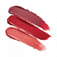 abstract 3d smeared shiny lipstick or paint swatch in different colour style isolated on white background
