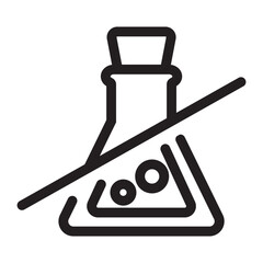 icon representing chemical-free or no additives, featuring a crossed-out laboratory flask.