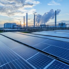 A high-rise green building with wind turbines integrated into its smart construction.