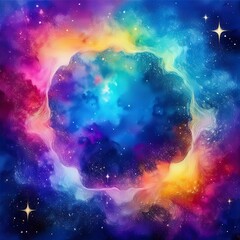 Fototapeta premium beautiful border frame of multi color nebula universe and stars background, copy space