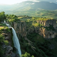 Enchanted Armenian landscape with cascading waters