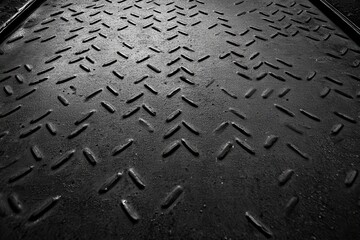 Steel grating texture, industrial background, railway setting, design element