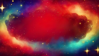 beautiful border frame of multi color nebula universe and stars background, copy space