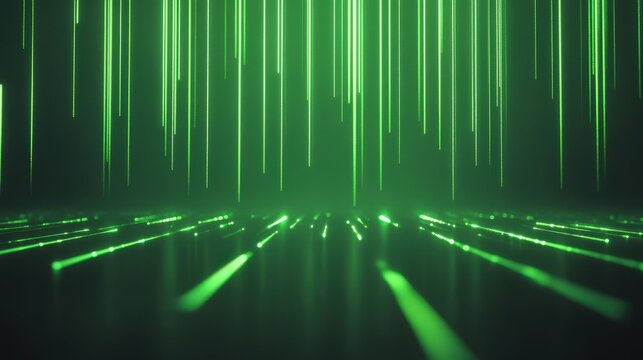 Matrix like vertical code lines in neon green on a black field