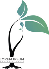 Tree logo with modern and minimalist design, fresh green geometric elements with futuristic touch, suitable for brands that focus on green technology, or environment. Available in high quality vector 