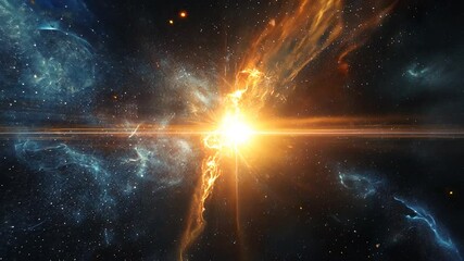 Abstract visualization of galactic cosmic burst with colorful nebula clouds and stars