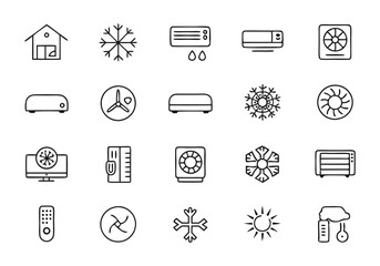 Air Conditioner Editable Stroke Outline Icons Set