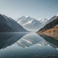 Minimalist mountain landscape lake louise national park 
