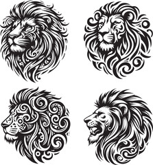 lion head tattoo. lion logo