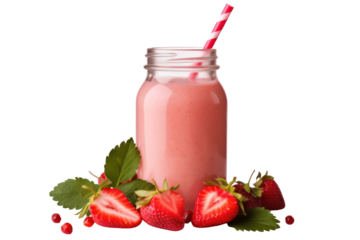 Strawberry smoothie in a jar