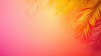 Vibrant tropical palm leaves against colorful gradient background