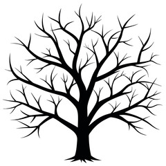 Obraz premium Bare tree branches vector illustration. 