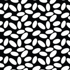 Black and white abstract oval and round shape seamless pattern.