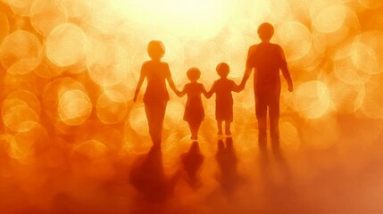 Fototapeta premium Abstract family bond in warm tones, soft light, gradient backdrop