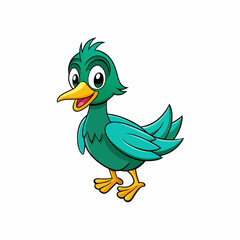 green winged teal cartoon isolated