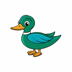 green winged teal cartoon isolated